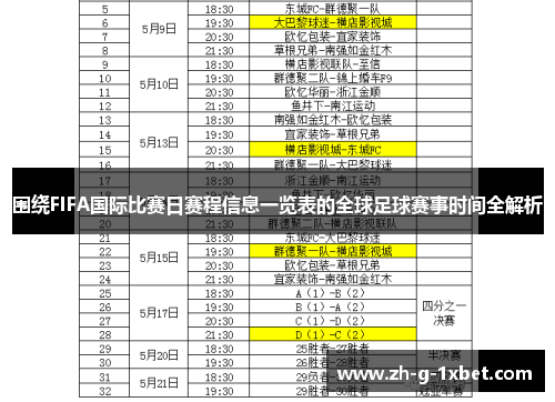 围绕FIFA国际比赛日赛程信息一览表的全球足球赛事时间全解析